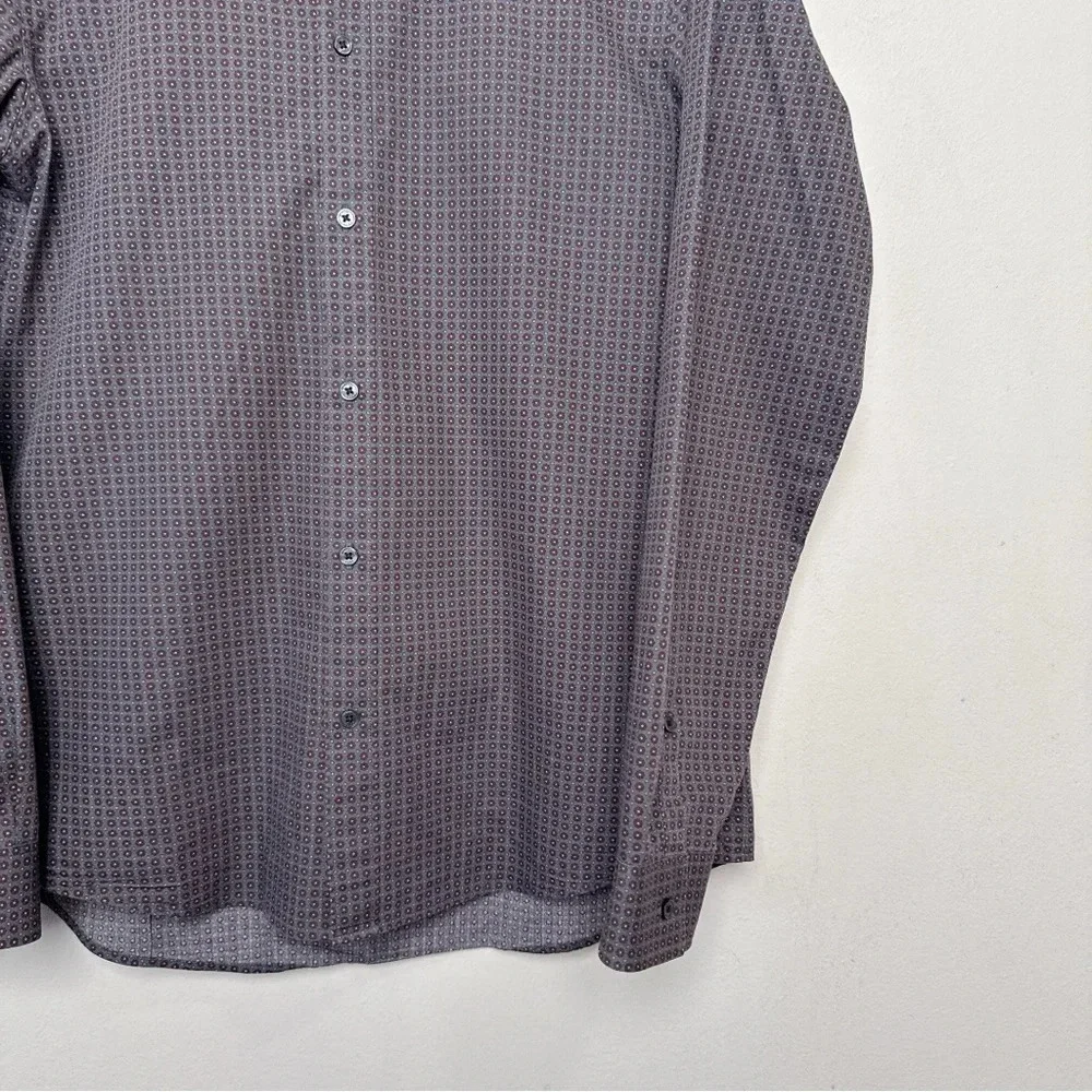Michael Kors Mens Medium Slim Fit Patterned Printed Button Shirt